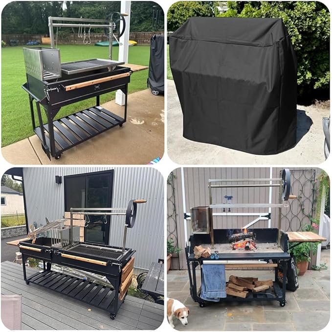 Santa Maria Grill Cover for Argentine Santa Maria Wood Fire Charcoal Steel BBQ Grill Waterproof Heavy Duty Cover 24" D x 66" W x 64" H