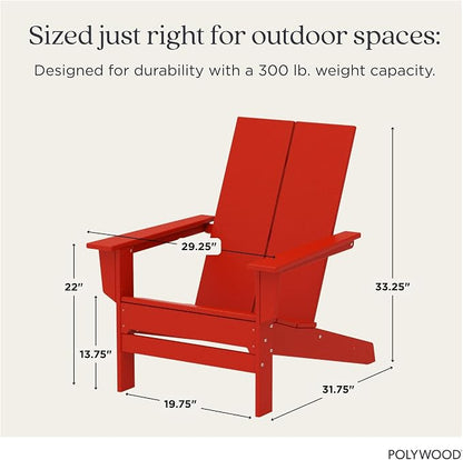 Polywood Contemporary Modern Oversized Adirondack Chair in Sunset Red