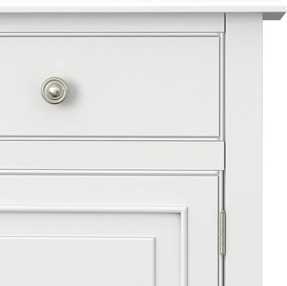 SIMPLIHOME Connaught 40" Wide Solid Wood Storage Cabinet in White | Traditional slim entryway and living room organizer for hats, gloves, shoes and keys with space-saving storage design.