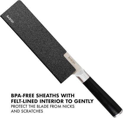 Babish 14-Piece Full Tang Forged Kitchen Knife Set – High-Carbon 1.4116 German Steel Cutlery with Protective Sheaths – Professional Chef Knife Set