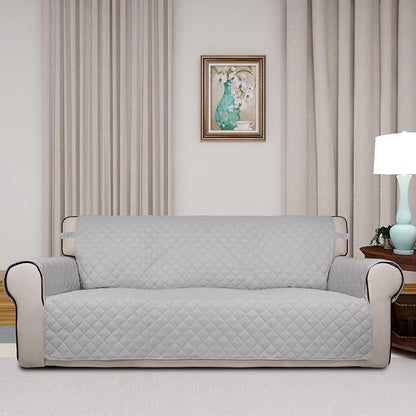 PureFit Reversible Quilted Couch Covers for Dogs Oversized Sofa Cover 78” | Light Gray/Light Gray, Water Resistant Couch Protector, Washable Pet Couch Cover with Non Slip and Elastic Straps For Kids