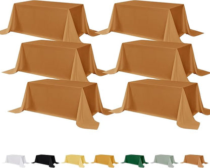 Fitable 6 Pack Bronze Tablecloths for Rectangle Tables, 90 x 156 Inch | Wrinkle & Stain Resistant, Washable Polyester Fabric, For Wedding Party Banquet Formal Events Fall Thanksgiving Harvest