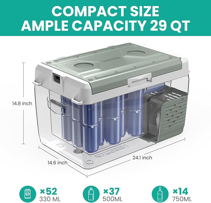 Alpicool Electric Cooler for Car Refrigerator 12 Volt Car Fridge 29 Quart Portable Freezer for Truck SUV RV Van Camper,Camping Boat Travel,-4~68°F (12V 240V, GC30)