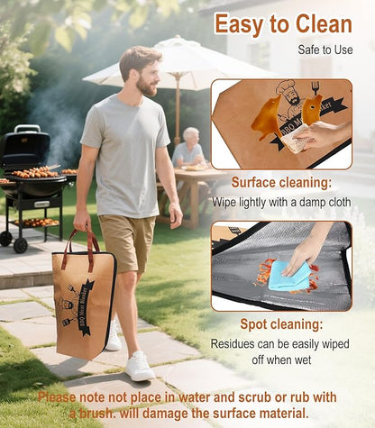 BBQ Blanket for Resting Meat, 21 in Waterproof Reusable Pellet Smoker Accessories Meat Insulated Resting Bag with Wide Mouth for Large Brisket/Beef/Pork Shoulders/Turkeys/Tenderloin