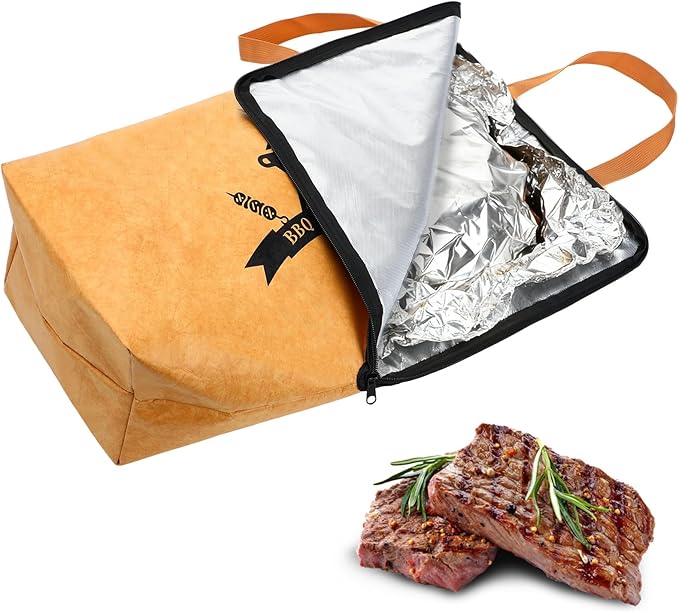 Reusable BBQ Blanket for Resting Meat - 21" Leak-Proof Insulated Meat Resting Bag for Large Brisket/Smoked Pork/Turkey, Grilling for Men