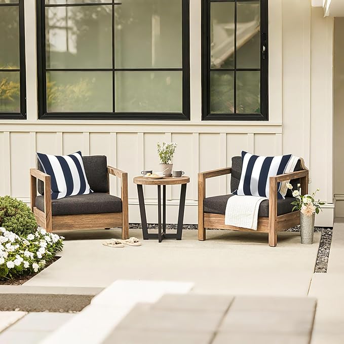 LVTXIII Outdoor Throw Pillow Covers Set of 2, Patio Waterproof Pillow Cases Fade Resistant Accent Pillow Covers for Home and Garden Furniture Decoration, 20"x20", Cabana Navy
