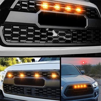 ikaufen 4PCS LED Grille Lights Amber Front Grill Marker Lights IP67 Waterproof with Wiring Harness for Pickup Trucks & Off-Road Vehicles