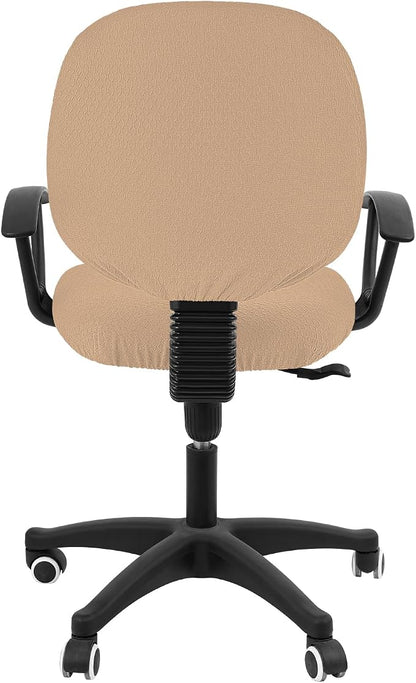 Smiry Office Computer Chair Covers for Desk Rotating Chair Protector | Stretch Jacquard Removable Washable Universal Slipcovers, Seat + Backrest Cover, Camel