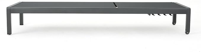 Christopher Knight Home Cape Coral Outdoor Aluminum Chaise Lounge with Mesh Seat, Grey / Dark Grey