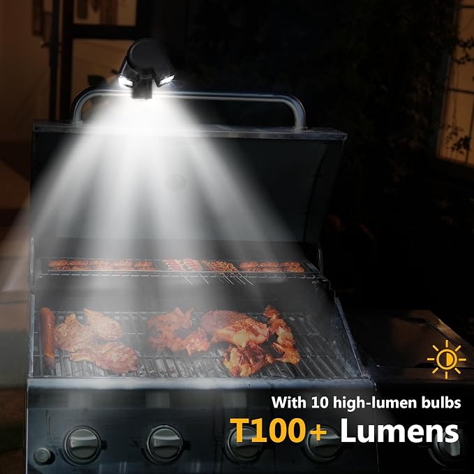 Grill Light BBQ Grilling Accessories - Bright Dual Lamp Head Smoker BBQ Accessories for Grill Handle, Outdoor Cooking Barbecue Accessories，Barbecues and Cycling Lighting, Gifts for Men