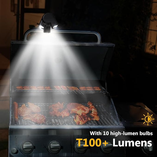 Grill Light BBQ Grilling Accessories - Bright Dual Lamp Head Smoker BBQ Accessories for Grill Handle, Outdoor Cooking Barbecue Accessories，Barbecues and Cycling Lighting, Gifts for Men