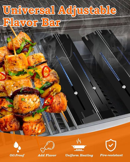 Adjustable Grill Heat Plates Shield 11.75-21 inch for Charbroil Grill Replacement Parts, Dyna Glo Grill Replacement Parts, 4 Pcs BBQ Grill Accessories for Backyard Nexgrill Flavorizer Bar