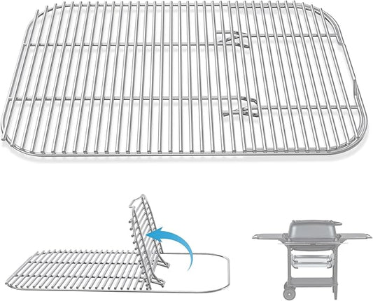 SafBbcue Stainless Steel Hinged Cooking Grid for PK300 Grill Smoker, Cooking Grate for PK300AF Grills Smoker Accessories with Lift Tab 304 Grade Stainless Steel Grill Grate for PK300, 22.35" x 14.13"