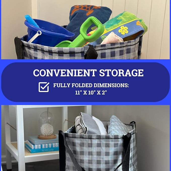 DURASACK Heavy Duty Storage Tote Bag 22-Gallon, Gingham Multi, Pack of 4 | Rugged Woven Polypropylene Moving Bag, Reusable Self-Standing Design, Holds up to 500 Pounds