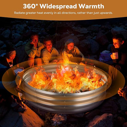 Raynesys 60 Inch Round Galvanized Fire Pit Ring, Silver Round Galvanized Fire Ring, 5 Feet Diameter Fire Pit, Outdoor Pits for Backyard, Camping, Bonfire