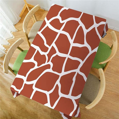 Swono 52x70 Inch Giraffe Tablecloth Brown Animal Skin Giraffe Print Farmhouse Dining Table Cloth Anti-Stain Talking Table Cover for Kitchen Dinning Room Coffee Store