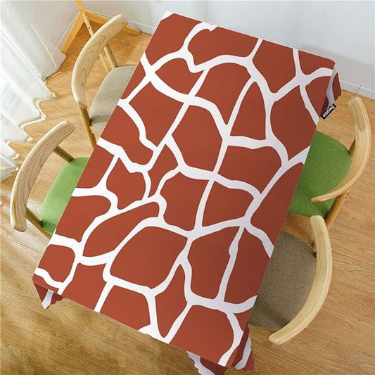 Swono 52x70 Inch Giraffe Tablecloth Brown Animal Skin Giraffe Print Farmhouse Dining Table Cloth Anti-Stain Talking Table Cover for Kitchen Dinning Room Coffee Store