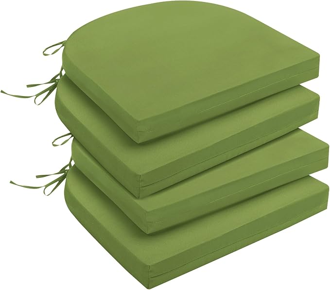 downluxe Outdoor Chair Cushions Set of 4 for Patio Furniture, Water-Resistant Patio Chair Cushions with Ties, High Density Foam Outdoor Seat Cushion, 17" X 16" X 2", Sage Green