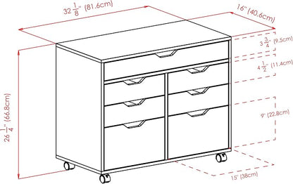 Winsome Halifax Mobile Storage Cabinet with Doors & Drawers, Stylish & Functional Home Storage Cabinet for Filing, Kitchen Organization, Moveable Furniture for Office, Dorms, Apartments