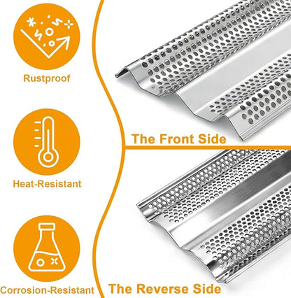 Flame Tamer Replacement Parts for Blaze 3/4/5 Burner Gas Grills , 16" Stainless Steel Grill Heat Plates for Blaze 25"/32"/40" Grill Models BLZ-4, BLZ-4LBM, BLZ-4LTE, BLZ-3LBM, BLZ-5, BLZ-5LTE, 4 Pack