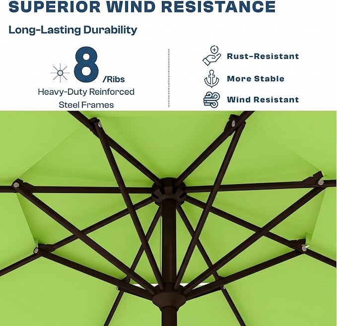 10FT Patio Umbrella, 2 Tier Outdoor Table Umbrella, Large Vented Market Umbrellas with Push Button Tilt and Crank, 8 Sturdy Ribs for Backyard, Deck, Pool, UPF50+ UV Protection
