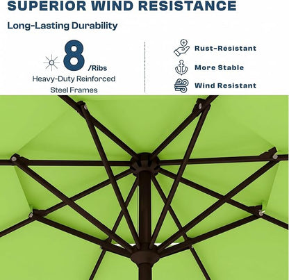 10FT Patio Umbrella, 2 Tier Outdoor Table Umbrella, Large Vented Market Umbrellas with Push Button Tilt and Crank, 8 Sturdy Ribs for Backyard, Deck, Pool, UPF50+ UV Protection