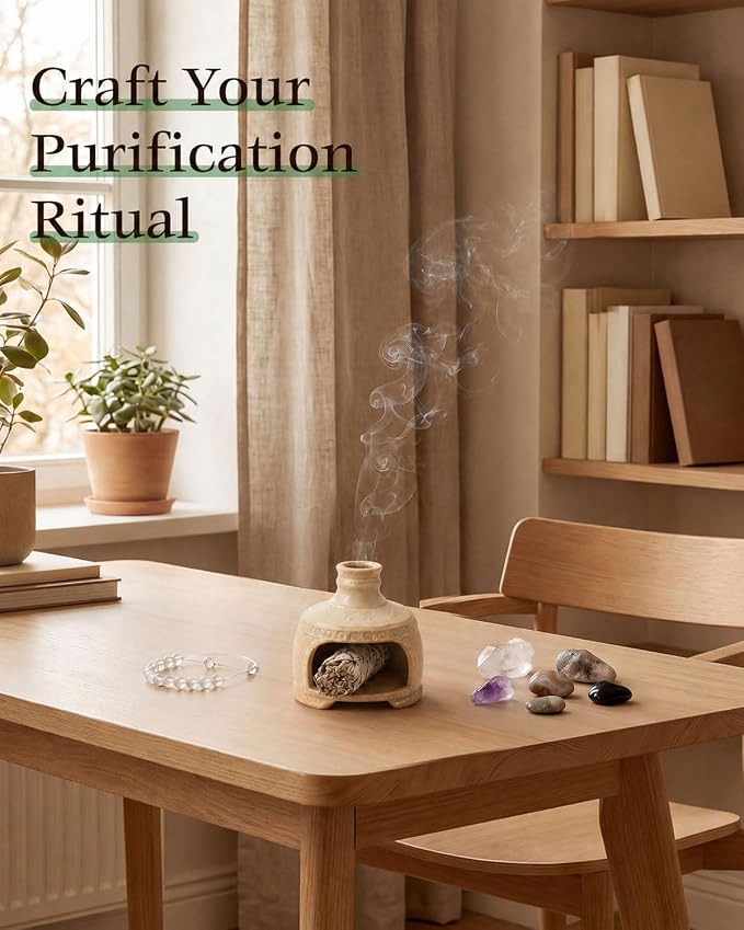 Palo Santo Holder Chimney with Tweezers & Wire Mesh for Sage Burning | Heat-Resistant Ceramic Palo Santo Burner Kit Include Wire Mesh and Tweezers For Mindful Rituals & Relaxation