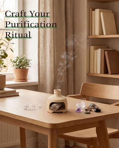 Palo Santo Holder Chimney with Tweezers & Wire Mesh for Sage Burning | Heat-Resistant Ceramic Palo Santo Burner Kit Include Wire Mesh and Tweezers For Mindful Rituals & Relaxation