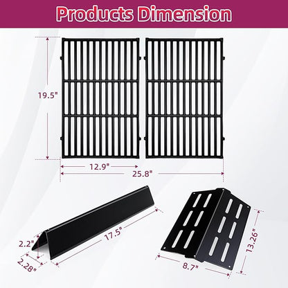 Grill Flavorizer Bars & Cooking Grids for Weber Genesis 300 Series (2011-2016) - E310 E320 E330 S310 S330 EP310 EP320 EP330 With Front Control Grills, Replacement For Weber Genesis Grill Parts