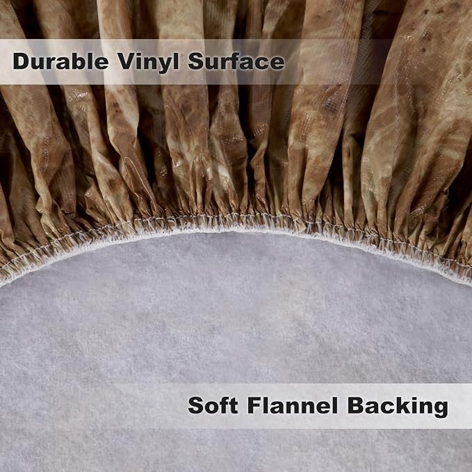 LUSHVIDA Round Waterproof Table Cover Elastic Vinyl Fitted Tablecloth Elastic Edged Plastic Table Cloth (Brown Marble, Best for Up to 36"-44" Round)