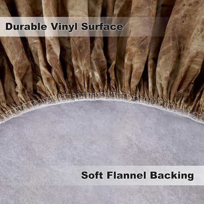 LUSHVIDA Round Waterproof Table Cover Elastic Vinyl Fitted Tablecloth Elastic Edged Plastic Table Cloth (Brown Marble, Best for Up to 36"-44" Round)