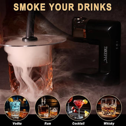 Smoking Gun Portable Smoker Infuser DIY Tools Set,Handheld Indoor and Outdoor Cocktail Smoke Generator Tool for Food,Meat,Drinks,Cheese,Cup Cover and Wood Chips Included