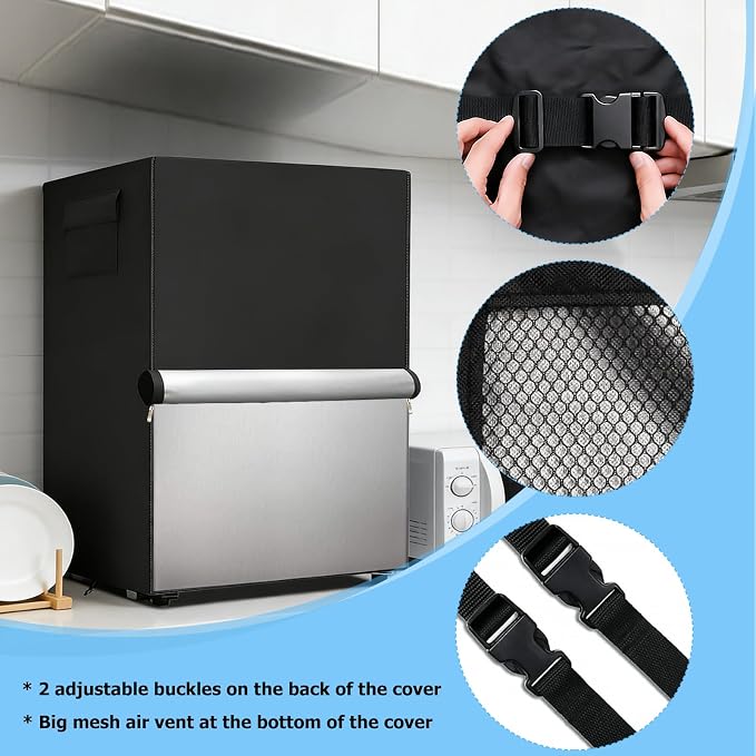 Outdoor Refrigerator Cover,600D Heavy Duty 100% Waterproof Upright Freezer Cover,Outside Stand Up Fridge Covers.Front Can Be Rolled-Up by Zippers.(Black,20" W x 20" D x 21" H)