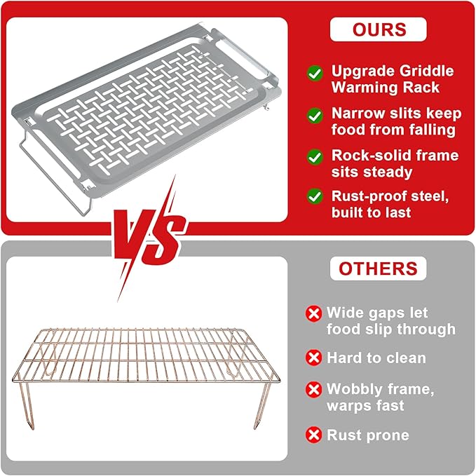 Universal Griddle Warming Rack for Blackstone, Stainless Steel Grill Rack for Weber, Grill Warming Tray for Charbroil, Griddle Racks for Nexgrill and Most Flat Top Grills, Accessories for Weber 6784
