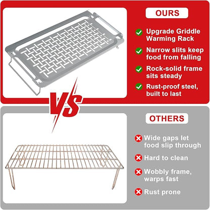 Universal Griddle Warming Rack for Blackstone, Stainless Steel Grill Rack for Weber, Grill Warming Tray for Charbroil, Griddle Racks for Nexgrill and Most Flat Top Grills, Accessories for Weber 6784