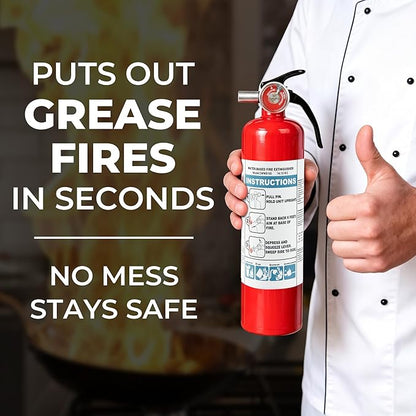 Safewayfire 2.5 lb Class ABCK Water-Based Fire Extinguisher, 2 Pack, UL Certified Safety for Kitchen, Residential, Vehicle