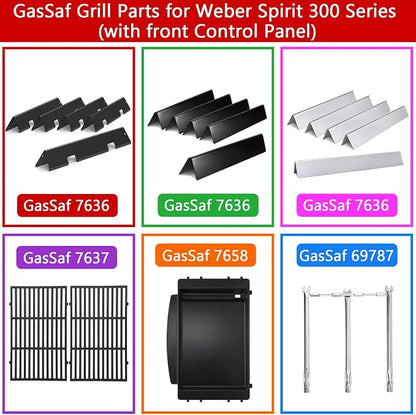 GasSaf 69787 Grill Burners Replacement for Weber Spirit E-310 Parts, 18" Burner Tube for Weber Spirit 300 and GS4 II 300 Gas Grill Parts(2013-Newer), 304 Stainless Steel Gas Tube Rebuild Accessory