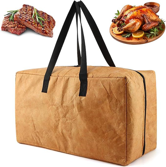 BBQ Blanket Aluminum Foil Insulated for Resting Meat Smoker Grilling with Zipper(Color:Brown)