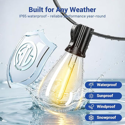 15FT LED Outdoor String Lights with Remote, One Continuous Strand Patio Lights with 8+1 Shatterproof S11 Bulbs, Dimmable 2700K Warm White, Timer & 3 Modes, Low Voltage for Backyard Garden
