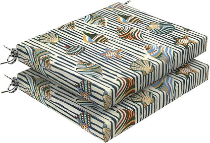 DYTXIII Set of 2 Outdoor Chair Cushions, Water Resistant 18.5"x16"x2" Square Seat Cushion for Patio Dining Chairs, High-Density Replacement Pads for Indoor Outdoor Furniture - Crayon Shells