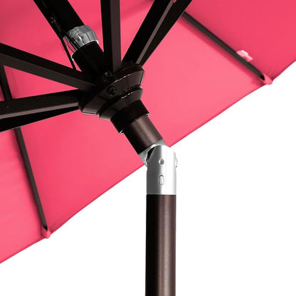 California Umbrella 12-Year-Non-Fading, 9Ft Premium Sunbrella Patio Umbrella, Hand-Crank, Button-Tilt, Bronze Frame, Hot Pink Fabric