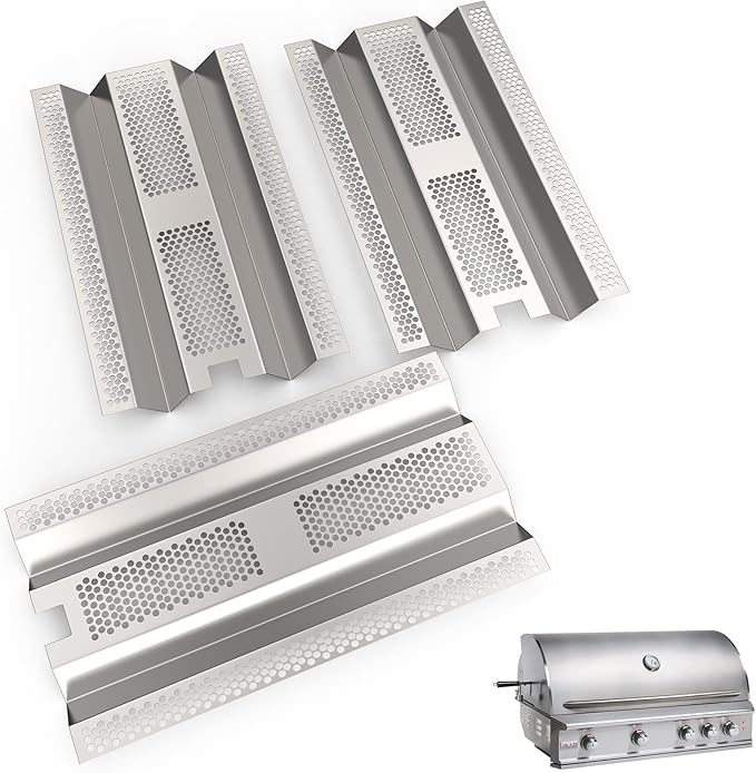 SafBbcue Heat Plates Replacement for Blaze BLZ-3PRO-LP, BLZ-3PRO-NG, BLZ-4PRO-LP, BLZ-4PRO-NG Gas Grill, Flame Tamer for Blaze 3/4 Burner Grill, Stainless Steel Heat Shield, 3 Pack