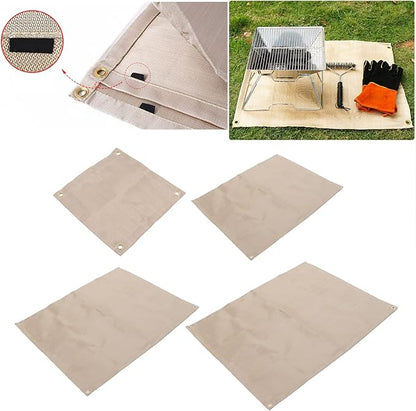 Topyond Outdoor Camping Fireproof Mat, Portable Fibreglass Flame Retardant Cloth, Picnic BBQ Insulation Mat with Storage Bag for Outdoor Wood Burning Fire Pit and BBQ Smoker(Small)