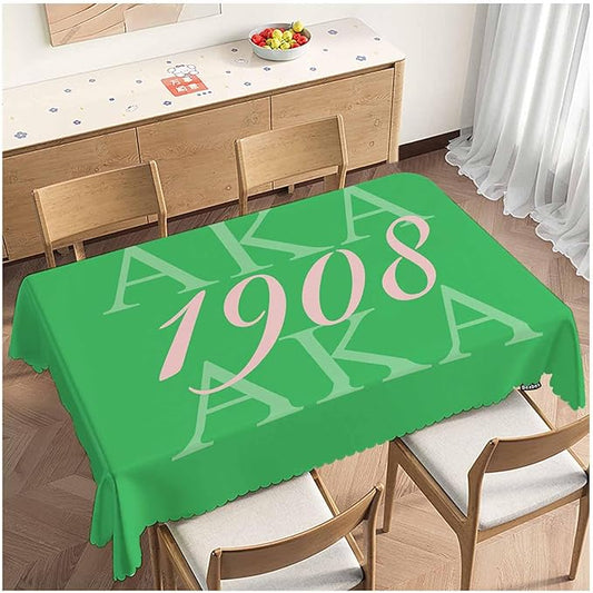 Table Cloth AKA 1908, Hip Hop AKA 1908 Farmhouse Tablecloth Soft Table Cover for Kitchen Canteen Dinning Tabletop Decoration, 52x70 Inch Fitted Tablecloth Green Pink