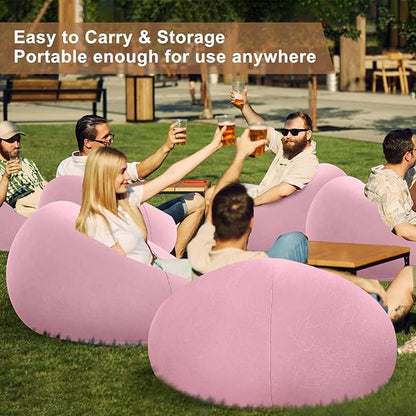 Realspring 6 9 12 Pcs Inflatable Bean Bag Chairs for Adults with Electric Air Pump, Blow up Couch Folding Portable Inflatable Couch Lazy Sofa for Outdoor Movie Night Camping(Pink,12 Pcs)