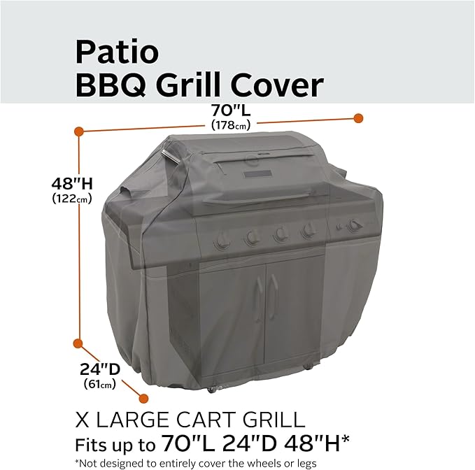 Classic Accessories Ravenna Water-Resistant 70 Inch BBQ Grill Cover, Dark Taupe