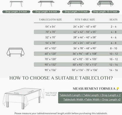 Softalker Rectangle Tablecloth, Waterproof Table Cloths Wrinkle Free Fabric Washable Polyester Table Cover for Dining Tables Party Outdoor Camping Parties - 54 x 54 inch, Baby Blue