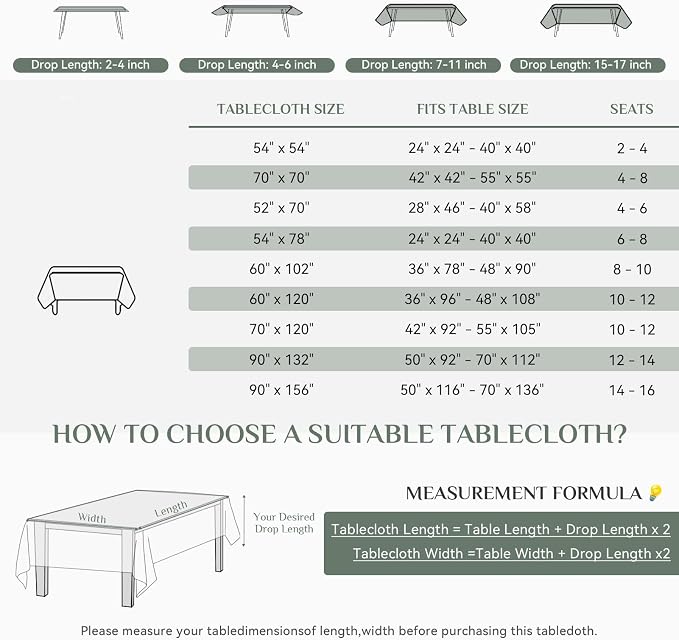 Softalker Rectangle Tablecloth, Waterproof Table Cloths Wrinkle Free Fabric Washable Polyester Table Cover for Dining Tables Party Outdoor Camping Parties - 52 x 70 inch, Ivory