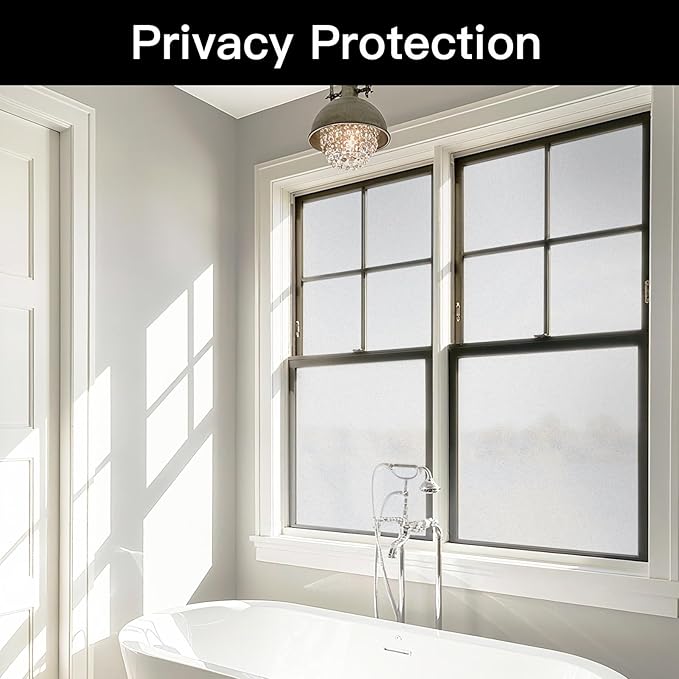 Ismoon Frosted Contact Paper 17.7''x118'' Window Privacy Film Frosted Glass Self-Adhesive Paper Removable Protective Film Waterproof Liner Drawer Shelf Kitchen Cabinet Desk Fridge Roll