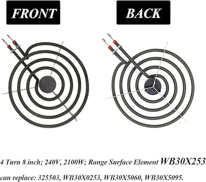 AMI PARTS SP22YA Electric Range Burner Element Unit Set Replacement Fit for G-E Hot-point Ro-per Ken-more Range Stoves (1 x WB30X253 8" & 3 x WB30X254 6")